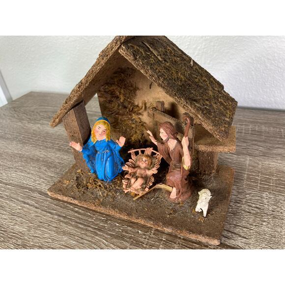 Vintage Italian Wooden Nativity Scene Crèche Set Rustic Handmade Christmas Decor - Picture 4 of 12